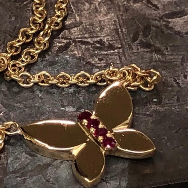 The JJ Butterfly Necklace In Solid 18K And Burmese Rubies – Paulina Jewelry